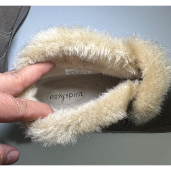 Easy Spirit Women’s Winter Booties Gray Suede Fur Lined Ankle Boots Size 10 - Picture 7 of 9